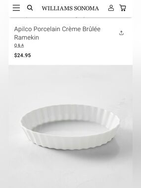 WILLIAMS SONOMA Apilco Porcelain Crème Brûlée
Ramekins, Set/4
ث